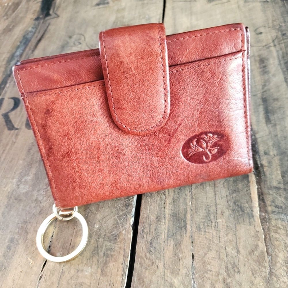 🔥BUXTON Heiress Brown Pebbled‎ Top Grain Cowhide Double Sided Card Wallet